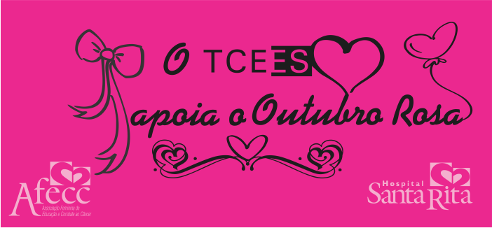 Fundo Rosa com os dizeres: O TCE-ES apoioa o Outubro Rosa
